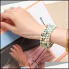 Beaded Strands Natural Stone Bead Bracele Four Laps Sier Heart Pendant Elastic String Bracelet For Women Jewelry Wholesalez Drop De Dhnd2