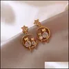 Dangle Chandelier 2021 Est Korean Trendy Exquisite Star Moon Long Tassel Earrings For Women Temperament Crystal Pendant Jewelry Dr Dhkd7