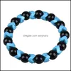 Bransoletki z koralikami biżuteria niebieska czarna szklana bransoletka Downot DH562
