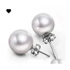 Stud sieraden 6 mm/8 mm/10 mm Pearl Earring 925 Sterling Sier -oorbellen voor trouwfeest Beige kleur 61 N2 Drop levering DH3WK