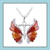 Pendant Necklaces Charm Sier Rhinestone Crystal Butterfly Chain Necklace Drop Delivery Jewelry Pendants Dhvtk