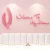 Naklejki ścienne 4 kolory litery lekkie luksusowe naklejki weranda proste mural 3D do sypialni Złote pióra Witamy DEC