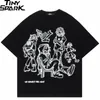 Herren T-Shirts Japanisches Harajuku T-Shirt Streetwear Lustiges Anime Cartoon Grafik T-Shirt Baumwolle T-Shirt Übergroße Tops Tees HipHop 230131