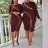 PLUS STORLEK KLÄNNER 4XL 5XL STORLEK FÖR KVINNOR FULL SLEEVE BODYCON HIGH MISTED MID KALF ELEGANT EIGHT Night Party Club Vestidos Mujer 230130