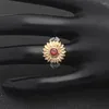 Wedding Rings UFOORO Jewelry Ring For Woman Silver Color Cute Gold Sunflower Multicolor Crystal Gift Women Drop