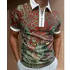 Polos pour hommes Vêtements de luxe pour hommes polos décontracté col rabattu fermeture éclair vêtements de golf imprimé triangulaire à manches courtes t-shirt hommes polos hauts 230130