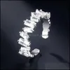バンドリングのデザイン調整可能なイレガースクエアレインボーキュービックジルコンシアーユニークなオープンカフの女性フィンガーバレンタインデイリングリングドロップDEDHFBH
