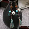 Dangle Chandelier Fashion Jewerly Vintage Shell Wooden Beads Tassels Earrings Handmade Earrngs Drop Delivery Jewelry Dhxep