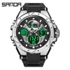 Zegarek SANDA Sport 6087 Watch Men Men Wojskowy armia najlepsza marka Skull zegarek podwójny wyświetlacz mężczyzna na zegarowe godziny hydroofowe Moun22