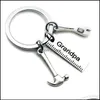 Keychains Lanyards 50Pcs/Lot Stainless Steel Dad Tools Keychain Grandpa Hammer Screwdriver Keyring Father Day Gifts1 85 W2 Drop De Dhrfb