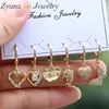 Hoop Earrings 3 Sets Mixed Cross And Animal Set Gold Color Cubic Zircon Lock Heart Dangle Women Party Jewelry