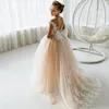 Girl Dresses Dress Wedding 2023 Lace Tulle Backless Flower Vintage Junior Bridesmaid Ball Gown First Communion 4 To 8 Years