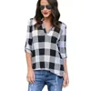 Camiseta de mujer, blusas informales de cuadros rojos para mujer, camisas de estilo Boyfriend a cuadros negros, Camisa holgada, Tops de otoño 5XL de talla grande 230131