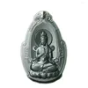 Pendant Necklaces Jewelry Natural Hetian Sapphire Carved Guanyin Men And Women Black Green Jade Necklace Exquisite Chain