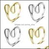 Clusterringen Coole Designer eenvoudige minimalistische lepel goud 925 Sterling Sier verstelbare sierlijke ring voor vrouwen trendy elegante sieraden g dh7dv