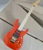 6 Strings Orange Red Electric Guitar with EMG Pickups Floyd Rose Maple Fretboard Customizable