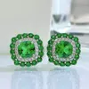 Stud Earrings 2023 Emerald 7 Studs Female 925 Silver Cross Border E-commerce Set Gift Box