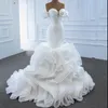 2023 Modest Puffy Ruffle Jupe Robes De Mariée Sirène Robes De Mariée Hors Épaule Plissée Hors De L'épaule Robe Formelle POUR La Mariée Longue