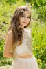 Czeski kwiat sukienki dla dziewczynek 2023 dwuczęściowy styl złote cekiny sukienka dla młodszej druhny krótki Top Beach Country Boho Girls Dance Dress 1. komunia święta