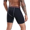 MUITAS MUNDAS MENS Long Boxer Shorts Sports Sports Athletics Workout Panties de corrida elástico Roupa íntima de fitness seco rápido respirável