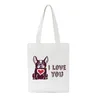 Bolsas de compras I Love Beagles Color sólido Impreso Lienzo Ulzzang Casual Crossbody Diversión Retro Bolso Moda Universidad Mujeres Bolsa