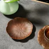 Cups Saucers Old Style Red Copper Lotus Leaf Design Teacup Tray Anti- Round Cup For Home Office El Teahouse Tea Accessories