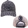 Veelkleurige luipaardprint mesh ademende paardenstaart hoed vizier hoed honkbal cap zon hoed verstelbare hoeden voor damesxdj226