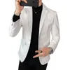 Costumes pour hommes Blazers Automne Faux PU Costume En Cuir Veste Hommes Coréen Tendance Slim Fit Blanc Rouge Noir Mode Streetwear Blazer Manteau Mâle 230130