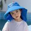 Bérets été pêcheur casquettes 360 ° large bord protection UV bébé seau chapeau dessin animé garçons filles casquette enfants Panama extérieur plage soleil chapeaux