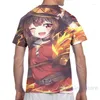 メンズTシャツkonosuba-メグミンワイフ爆発男性Tシャツの女性全員プリントファッションガールシャツボーイトップスティーショートスリーブTシャツ