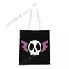 Torby na zakupy feitan czaszka spożywcza Tote Kobiety Kawaii x Canvas Shopper Torka na ramię duża pojemność torebka