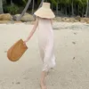 Sukienki swobodne Kobiety w paski jasnoróżowy sukienkę na poślizg Lato 2023 Runway luźne maxi sun failu plaż