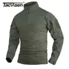 Camisetas para hombres TACVASEN Camisetas de asalto militar para hombre Manga larga Cuello redondo Airsoft Camisetas tácticas Elástico Caza Tiro Tops Tees M-5XL 230130