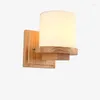 Wall Lamp Nordic Chinese Wooden Glass Candle LED Light Indoor Lighting Sconces For Bar Cafe Study Corridor Bedroom