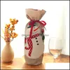 Decorações de Natal Garrafa de vinho Er Gift Bags Gream