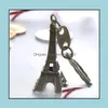 Bomboniera Portachiavi Torre Eiffel Timbrato Parigi Francia Nastro d'oro Portachiavi in bronzo Regali Natale Moda Novità Gadget Regalo Lxl92 Dh7Yr