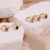 Cluster Rings Luxury Colorful Oval Zircon Flower Adjustable For Women 18K Gold Plated Tarnish Free Finger Jewelry Gift Anniversary