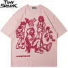 Men's T-Shirts Japanese Harajuku T-Shirt Streetwear Funny Anime Cartoon Graphic T Shirt Cotton Tshirt Oversized Tops Tees HipHop 230131