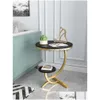 Living Room Furniture Luxury Marble Sofa Side Table Corner End Bedside Small Round Coffee Drop Delivery Home Garden Dhc2Z