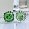 Stud Earrings 2023 Emerald 7 Studs Female 925 Silver Cross Border E-commerce Set Gift Box