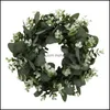 Decoratieve bloemen kransen simatie eucalyptus krans groen blad slinger deur trim paas bruiloft Amerikaanse decoratie voor raam g otkjw