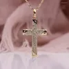 Hangende kettingen mode klassiek zirkon kruis ketting voor vrouwen trend religieus amulet sieraden cadeau