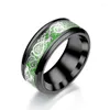 Bröllopsringar Herrring Rödgrön svart kolfiber Dragon Stainfritt stål för män Kvinnor Engagemang Band Jewlry Ringen