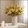 Flores decorativas grinaldas Sima￧￣o de flores artificiais pequena margarida caseira caseira de decora￧￣o de torium configurado para a festa de natal DIY Dro otepz