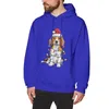 Sweats à capuche pour hommes Beagle Noël Chapeau de Père Noël Arbre de Noël Lumières Chien Gros Hiver Purifié Coton Sweats À Capuche Chemise À Capuche