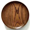 Plates A63I Round Solid Wood Plate Whole Acacia Fruit Dishes Wooden Saucer Cake Dessert Serving Tableware