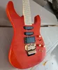 6 strängar orange röd elektrisk gitarr med EMG -pickups Floyd Rose Maple Fretboard anpassningsbar