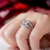 Wedding Rings Huitan Modern Women's Chic Design Bridal Engagement Accessories Statement Brilliant Cubic Zirconia Jewelry