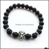 Charm Armbänder Herren Luxus Schmuck Frauen Matt Stein Perlenarmband Elefant Leopard Kopf Löwe Eule Schildkröte Lava Drop Lieferung Dhxmu