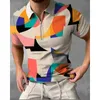 Men's Polos Summer Men Watercolor Doodle Short Sleeve Zipper Collar Clothing Polo Shirt For Men 3D Printed Graphic Breathable Casual Top 230217